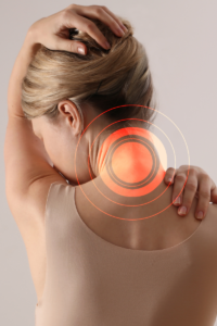 Woman in Simpsonville, SC, experiencing neck pain. Chiropractic care at Simpsonville Chiropractic Solutions can help reduce neck tension and improve head and neck mobility.