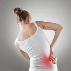 women holding her side with pain from slipped rib